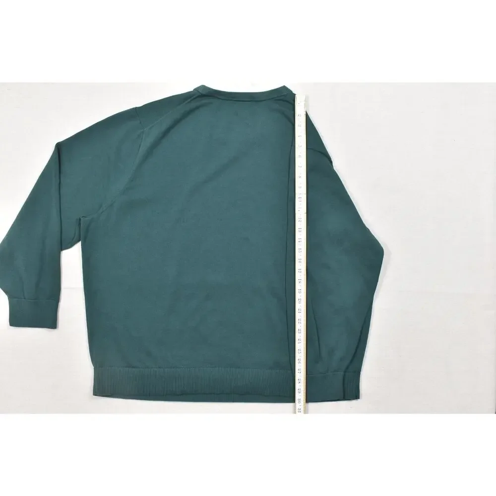 Lands' End Men 4XL/T Dark Green 100% Supima Cotton Crewneck Raglan Sweater Tall